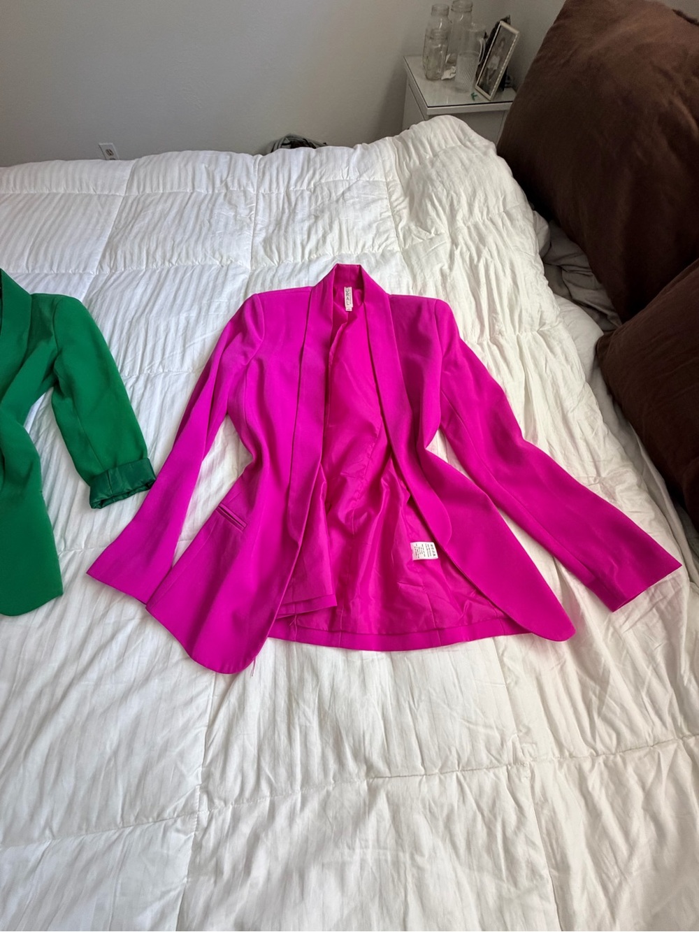 Mural oversized open front tuxedo green bright print blazer bundle XS S - Picture 3 of 13